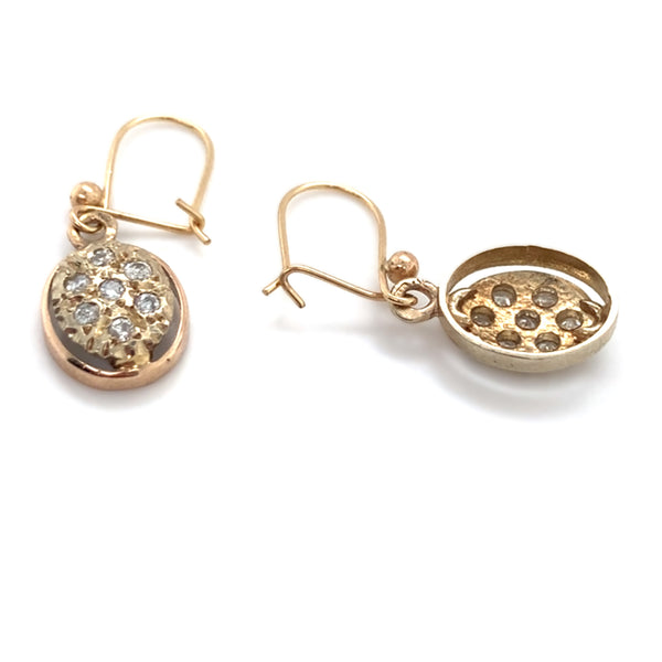 Diamond Set 9ct Gold Drop Earrings