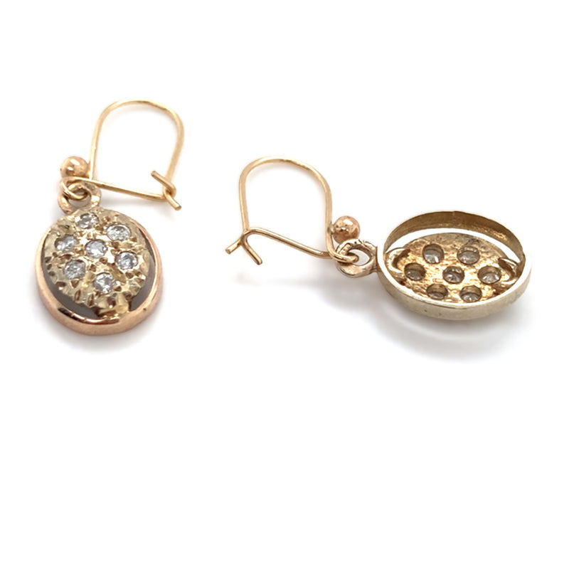 Diamond Set 9ct Gold Drop Earrings