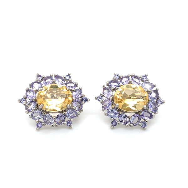 Pre-owned silver Tanzanite & Citrine earrings