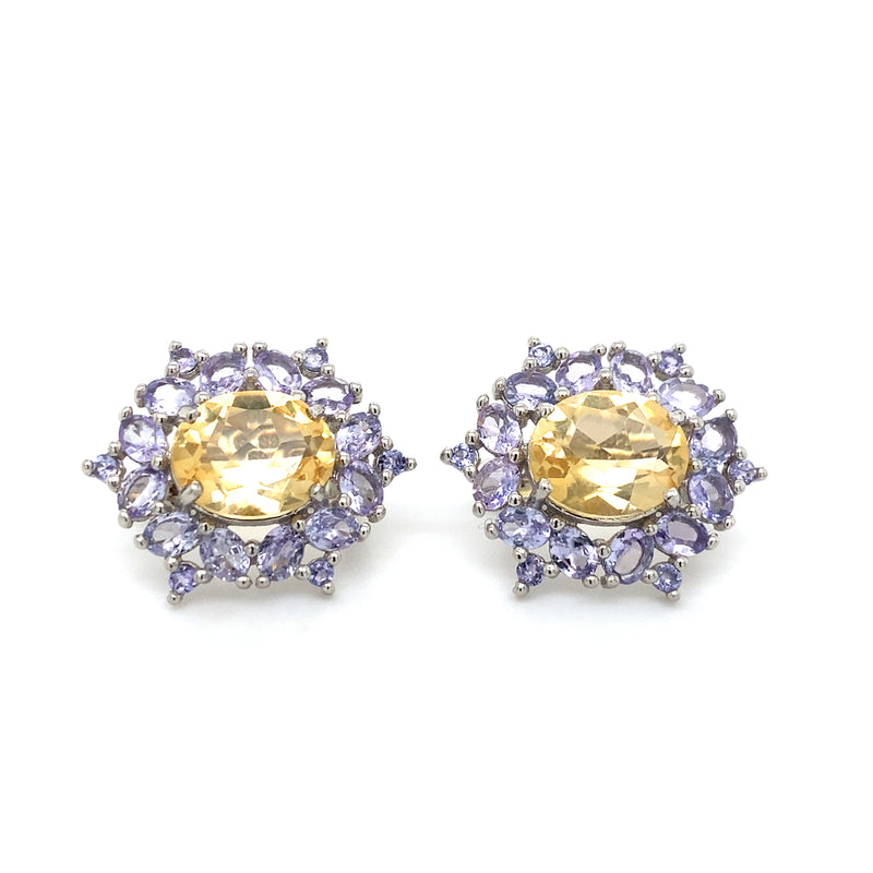 Pre-owned silver Tanzanite & Citrine earrings