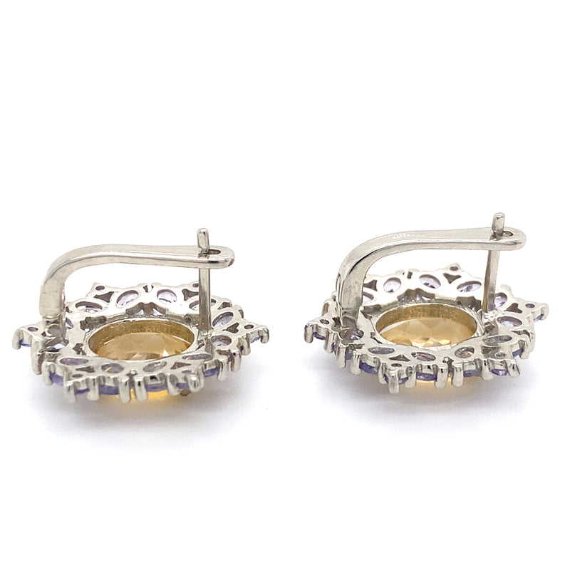 Pre-owned silver Tanzanite & Citrine earrings