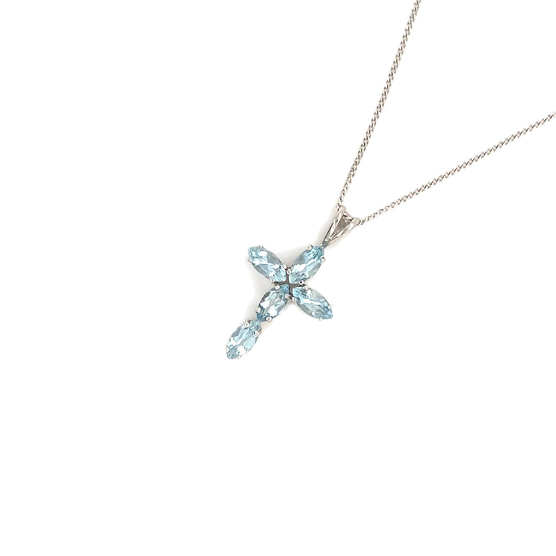 Aquamarine Cross Pendant & Chain