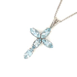 Aquamarine Cross Pendant & Chain