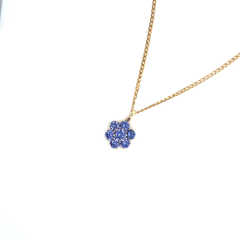 9ct Gold Blue Cubic Zirconia Pendant & Chain