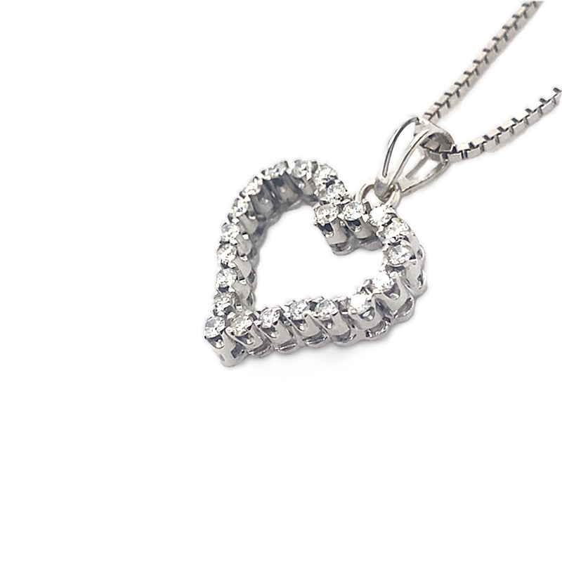 18ct White Gold Diamond Heart Pendant