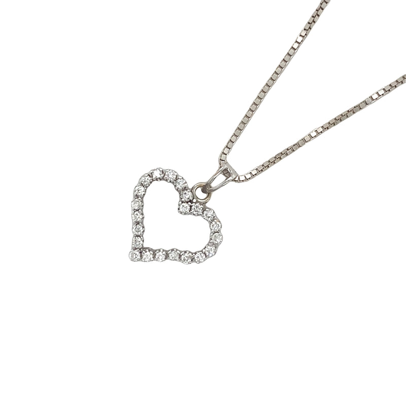 18ct White Gold Diamond Heart Pendant