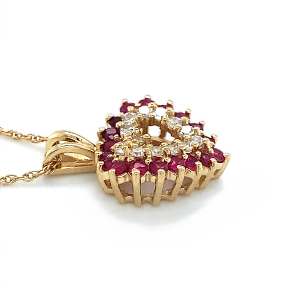 Ruby & Diamond Heart Pendant