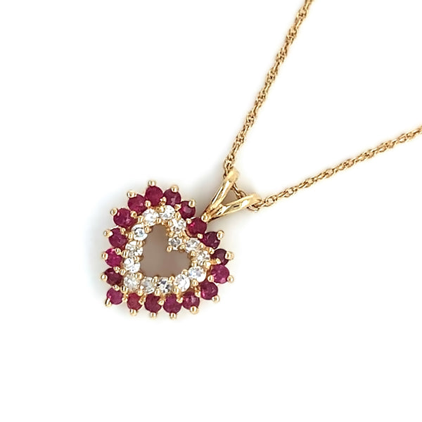 Ruby & Diamond Heart Pendant