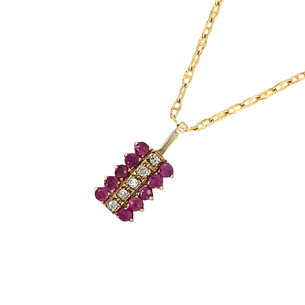 Ruby & Diamond Cluster Pendant