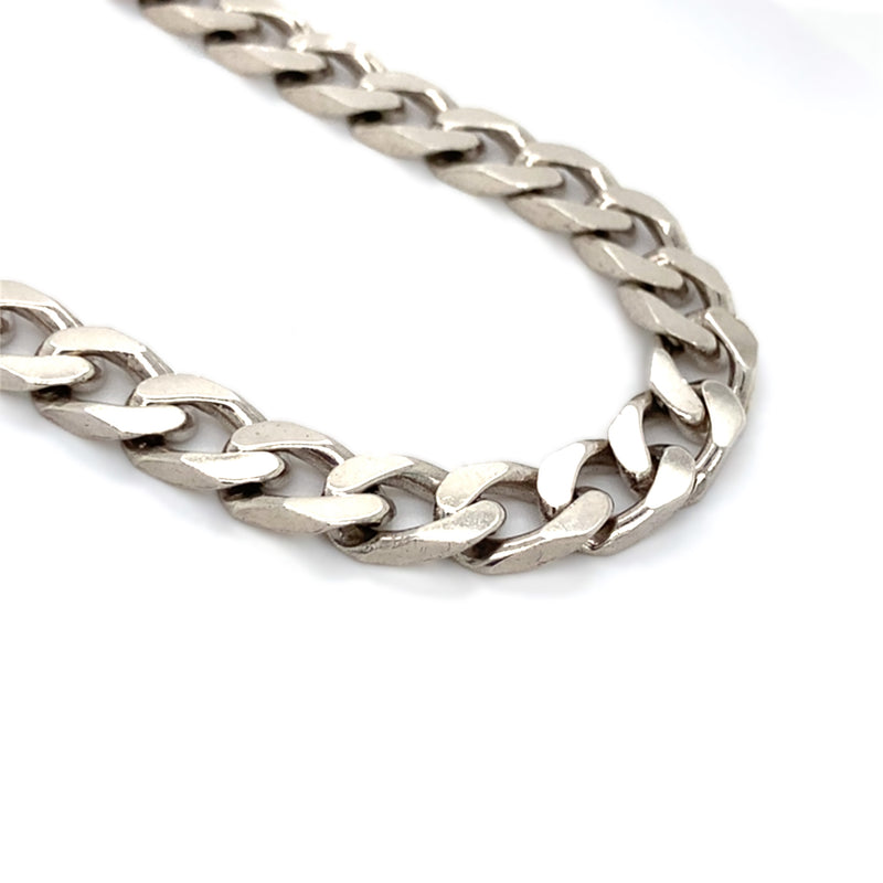 Silver Heavy Filed Curb Link Necklet