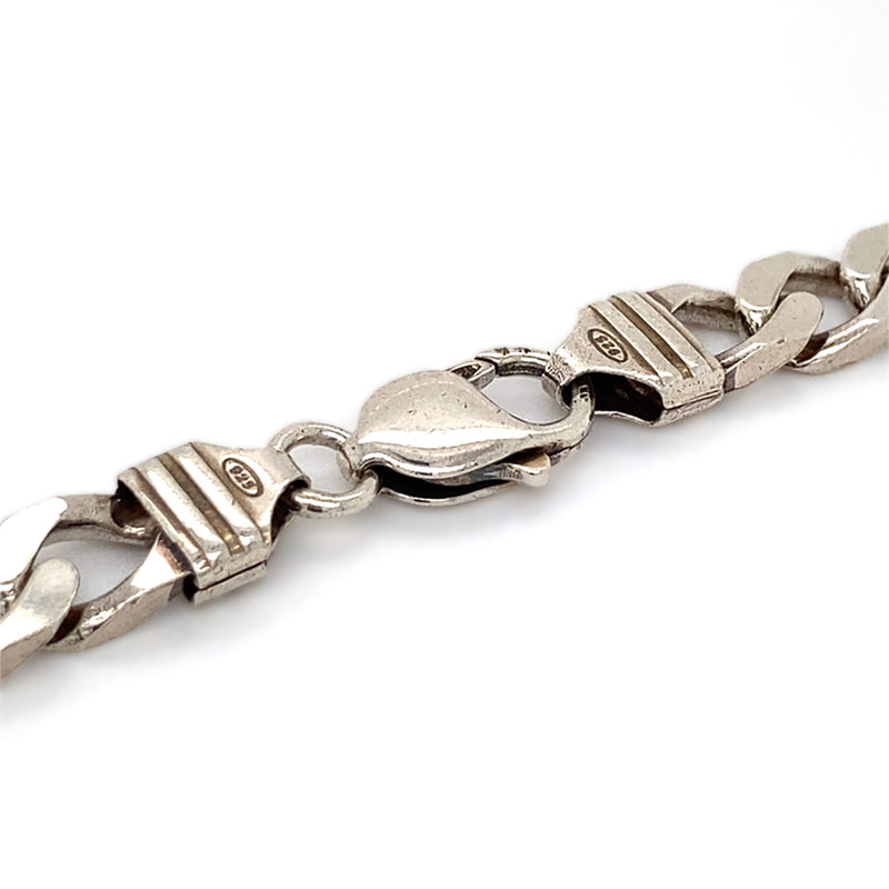 Silver Heavy Filed Curb Link Necklet
