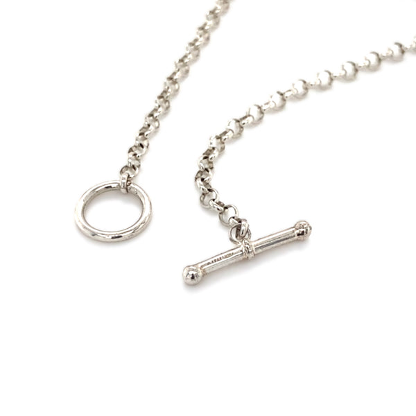 Silver Belcher Link Lariat Necklace - 18"