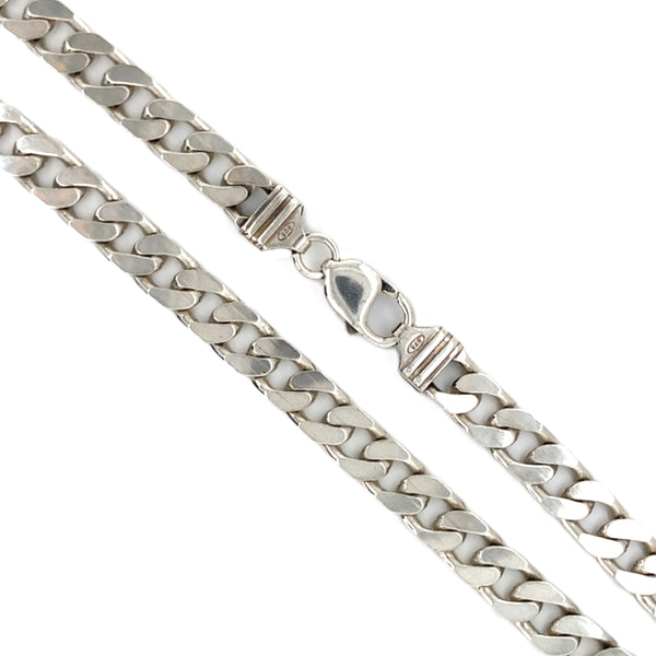 Silver Heavy Solid Filed Curb Link Necklace