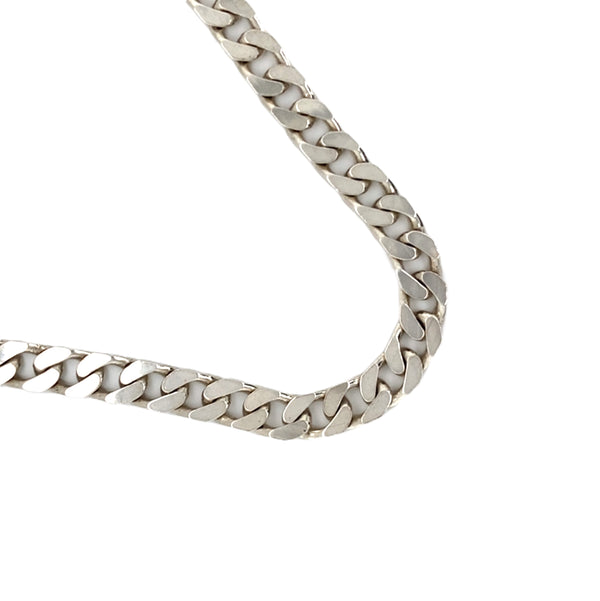 Silver Heavy Solid Filed Curb Link Necklace
