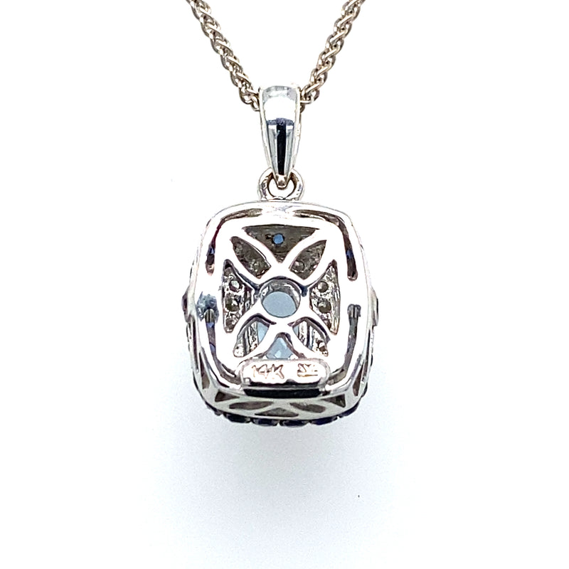 Pre-owned Sapphire, Aquamarine & Diamond pendant