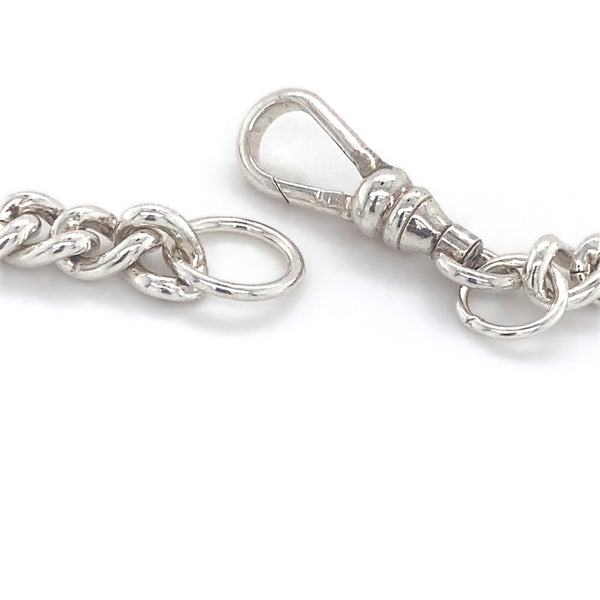 Silver Double Albert/ Necklace With T-Bar
