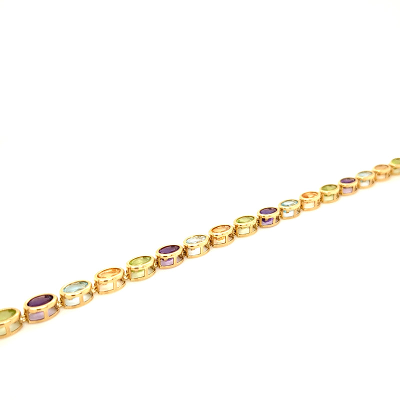 Gold Multi Coloured Gem Bracelet
