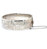 Silver Engraved Hinged Bangle