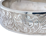 Silver Engraved Hinged Bangle