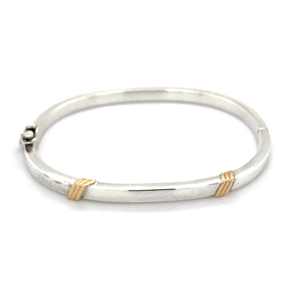 Silver & Gold Hinged Bangle