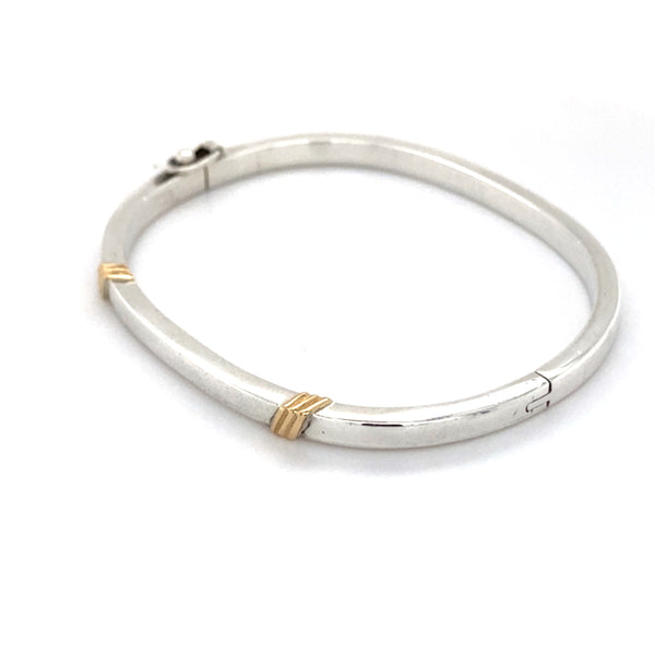 Silver & Gold Hinged Bangle