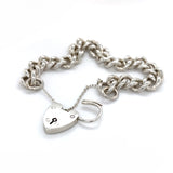 Silver Heavy Curb Link Bracelet With Padlock