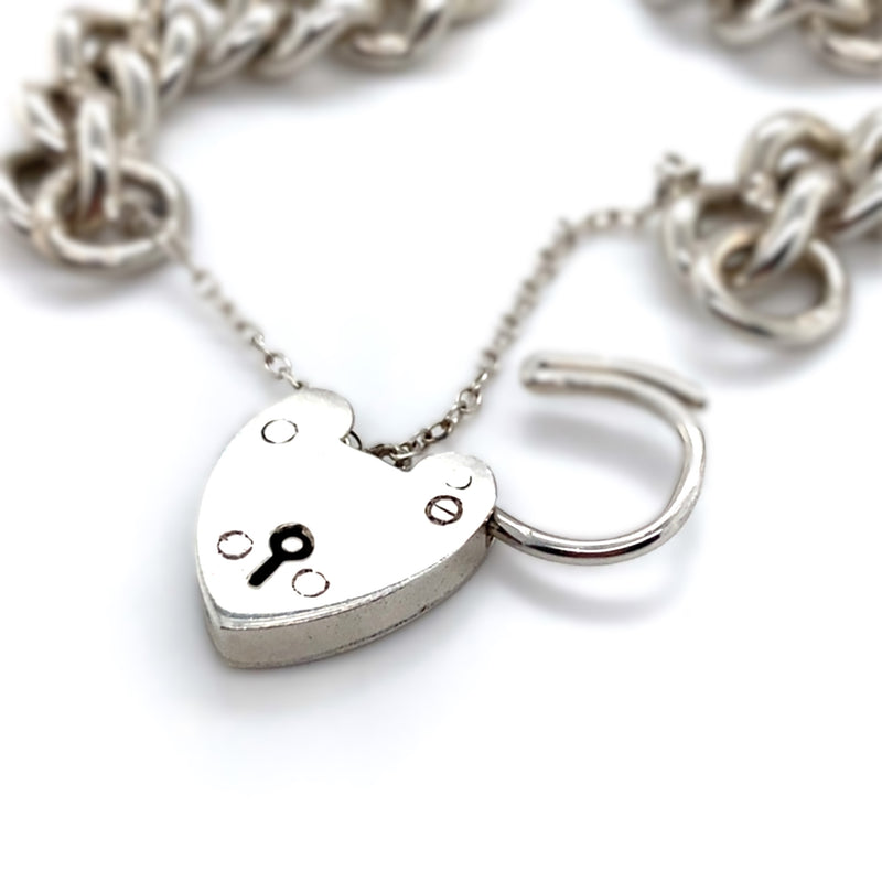 Silver Heavy Curb Link Bracelet With Padlock