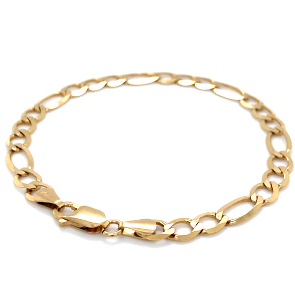 9ct Gold 3 x 1 Figaro Link Bracelet