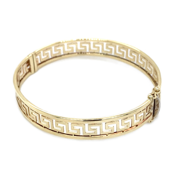 9ct Gold Grecian Style Hinged Bangle