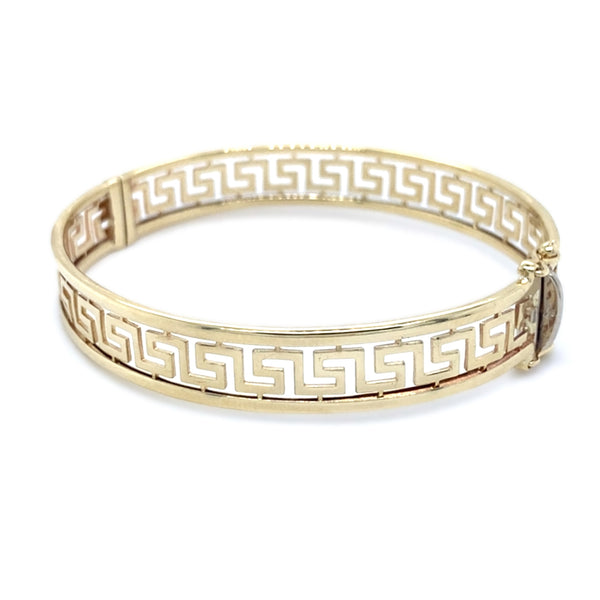 9ct Gold Grecian Style Hinged Bangle