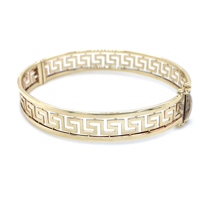 9ct Gold Grecian Style Hinged Bangle