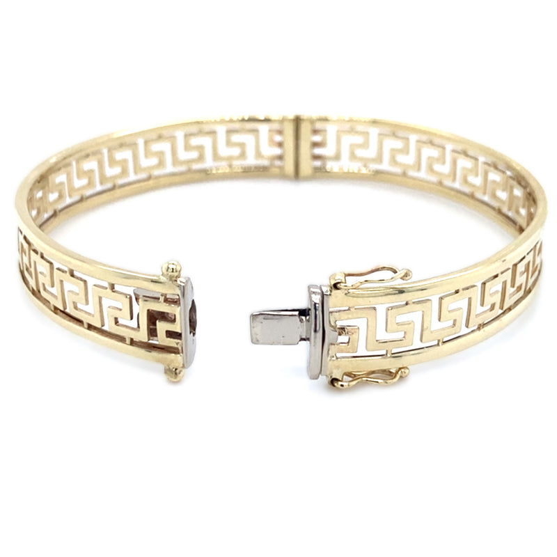 9ct Gold Grecian Style Hinged Bangle