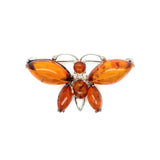Amber Set Butterfly Brooch