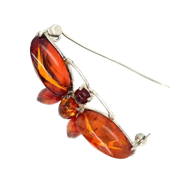 Amber Set Butterfly Brooch