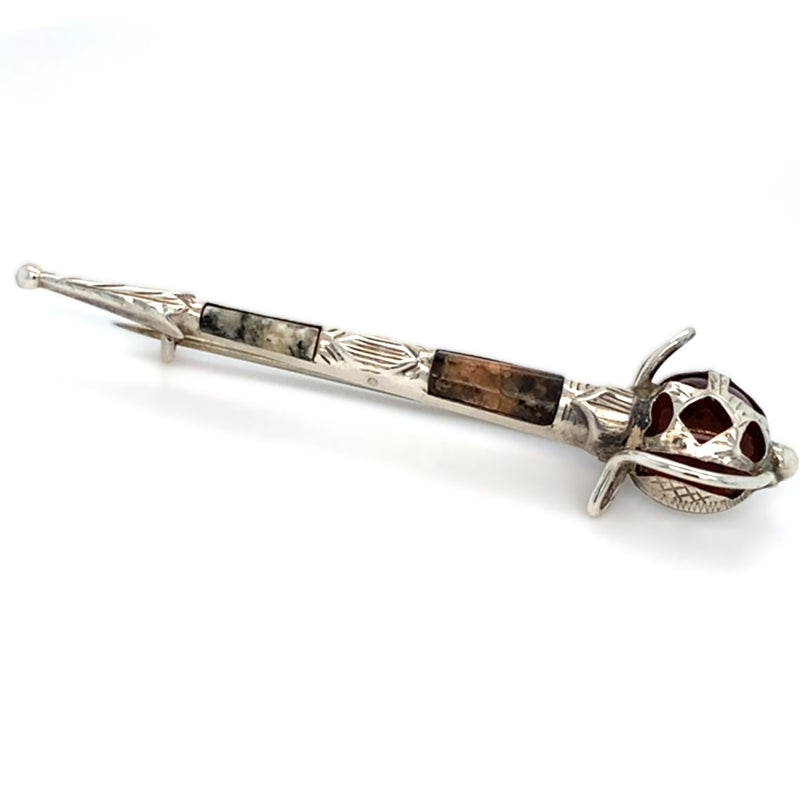 Agate Set Scottish Broadsword Brooch