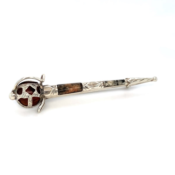 Agate Set Scottish Broadsword Brooch
