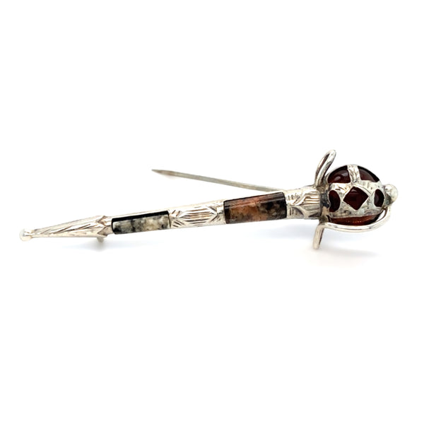 Agate Set Scottish Broadsword Brooch