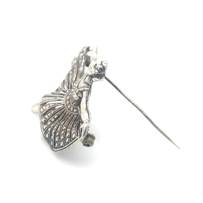 Silver Ballet Dancer Brooch