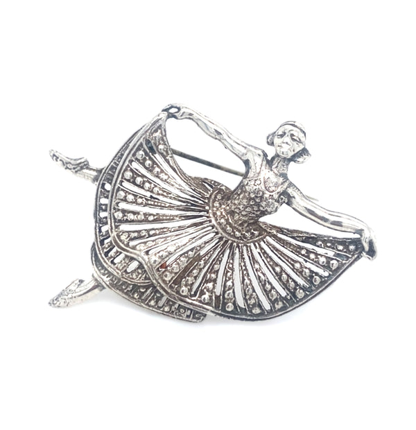 Silver Ballet Dancer Brooch