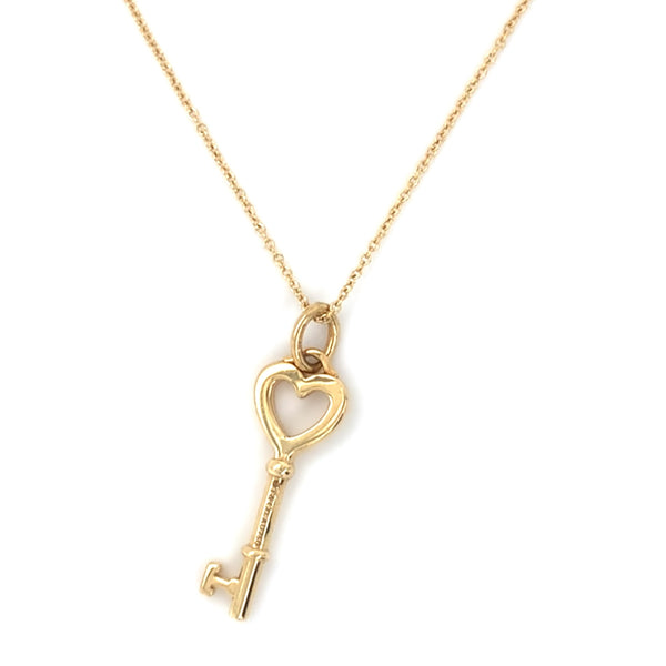 18ct Gold Open Heart Key Pendant By Tiffany & Co.