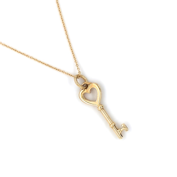 18ct Gold Open Heart Key Pendant By Tiffany & Co.