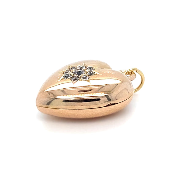Diamond Set 18ct Gold Heart Shaped Locket