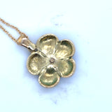 Pre-owned 9ct gold blue enamel foliate pendant