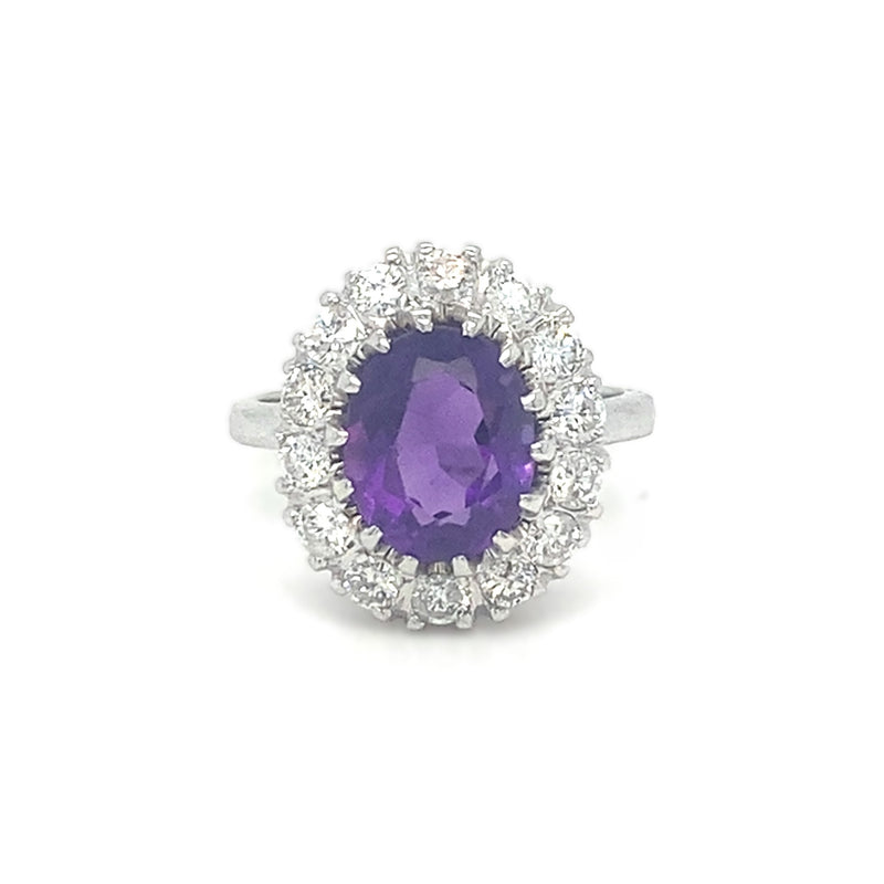 Amethyst & Diamond Cluster Dress Ring