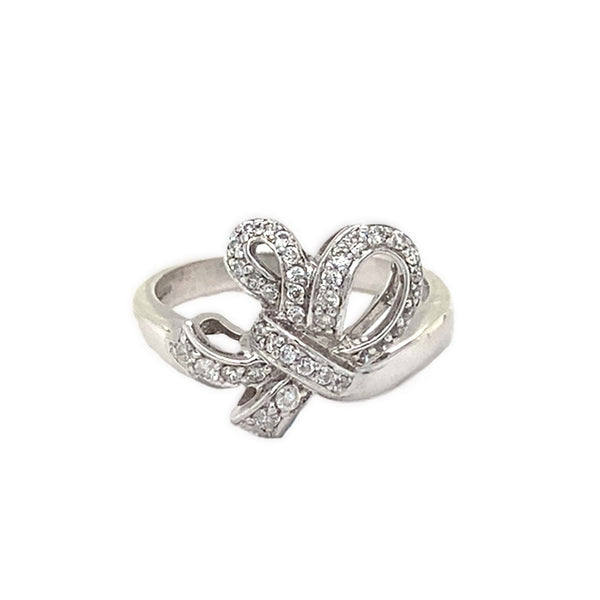 Diamond Set Bow Design Dress Ring