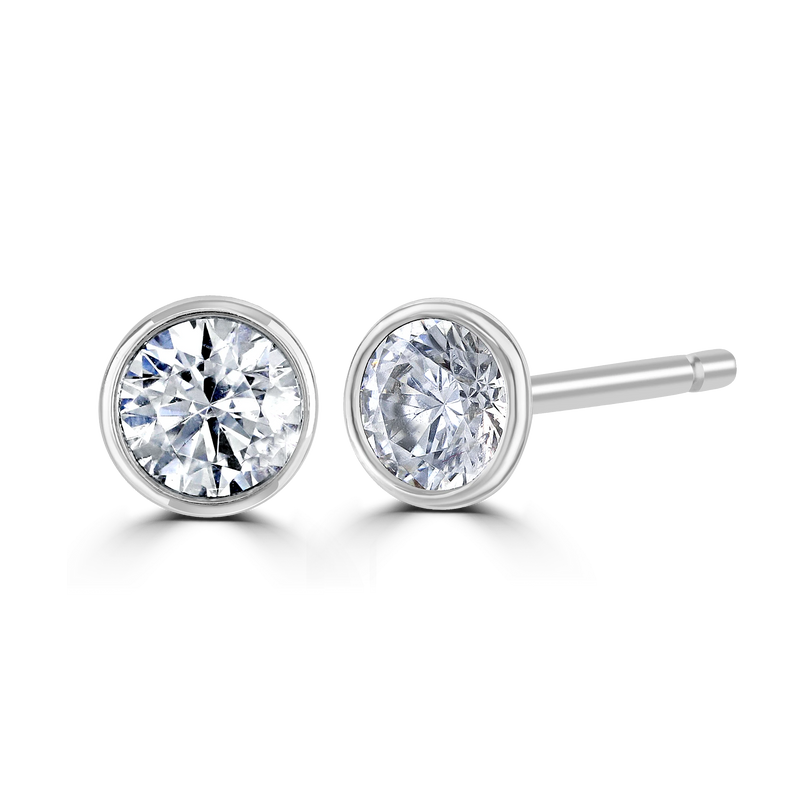 0.50ct Laboratory Grown Diamond Solitaire Stud Earrings - 9ct White Gold