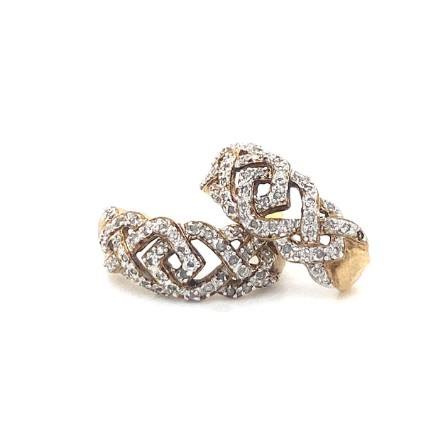 9ct Gold Diamond Set Hoop Earrings