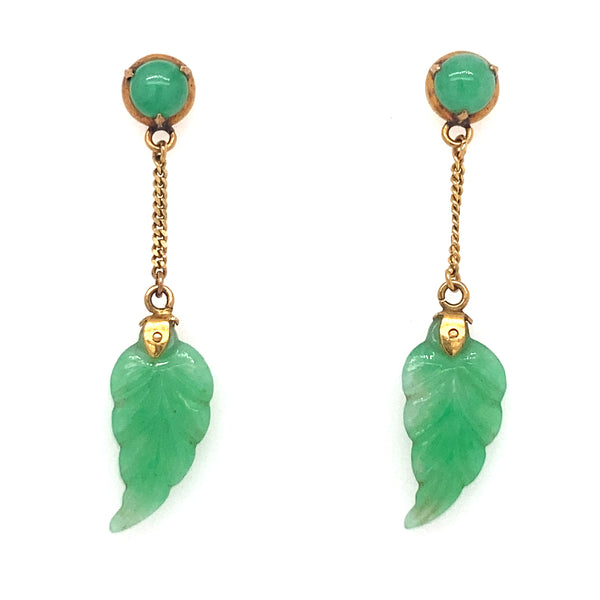 Jadeite Drop Leaf Earrings