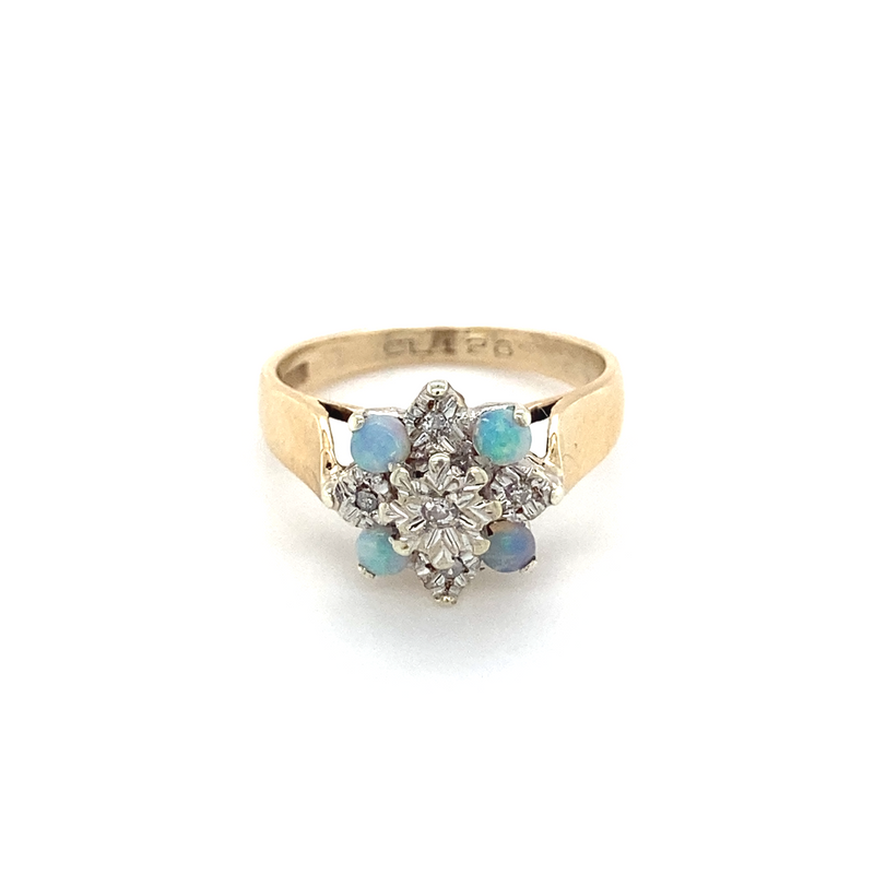 Opal & Diamond Cluster Ring