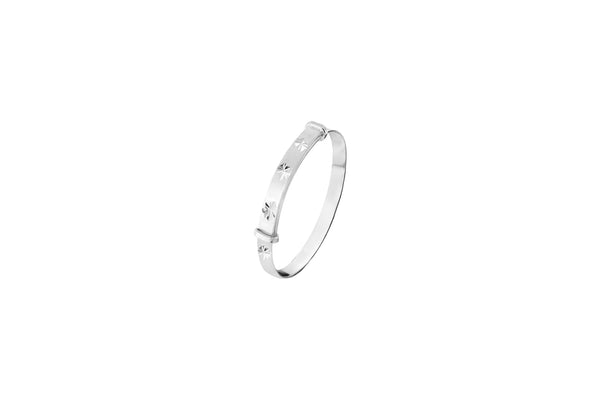 Children's Silver Expandable Diamond Cut Baby Bangle